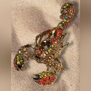 Scorpion Crystal Rhinestone Bling Articulated Stinger Brooch Pendant